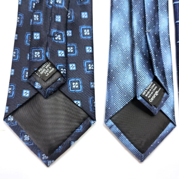 Necktie Lot of Four Men's Blue Ties Geometric Stripes Various Styles - Picture 6 of 7